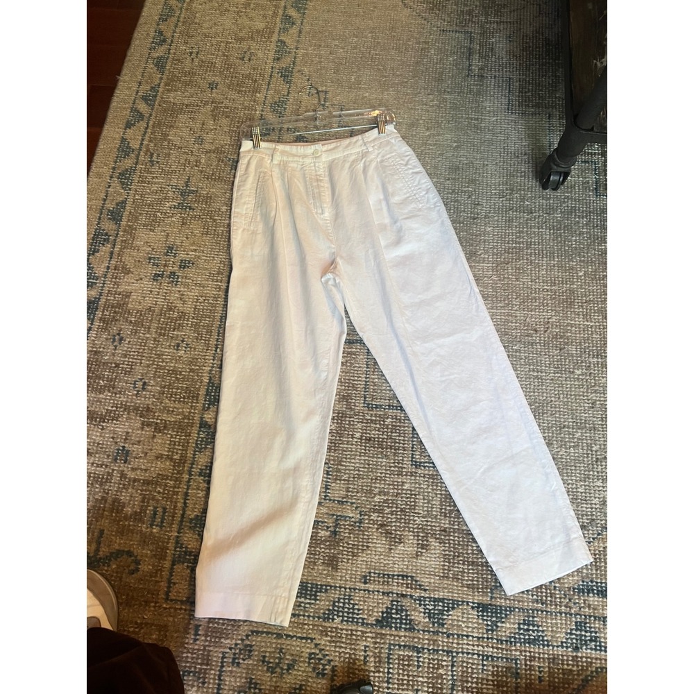 Vintage J. Peterman Linen Cotton Blend Pleated Trousers Pants Size 2